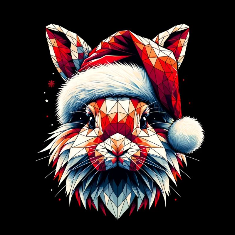 Polygon Art Bunny Santa Hat Original