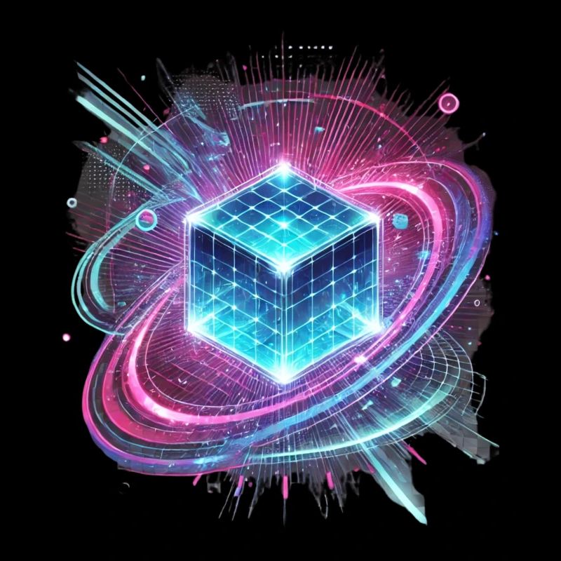 Futuristic Hologram Design – Glowing Cube