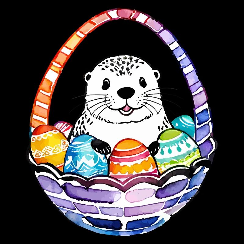 Otter Easter Watercolor
