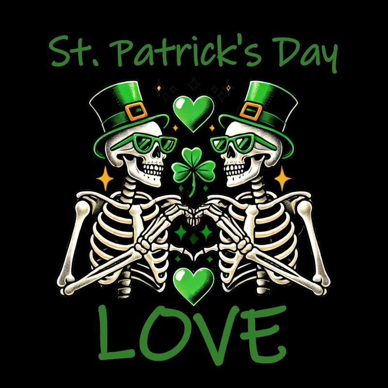 Amour de la Saint-Patrick - Squelette Coeurs Design