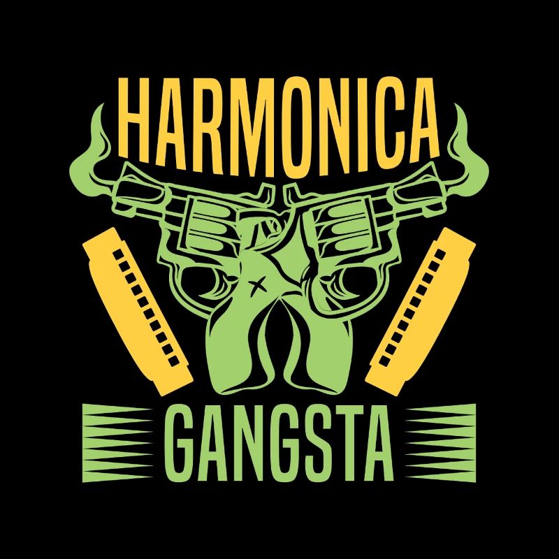 Funny Harmonica Player Gangsta Harmonica