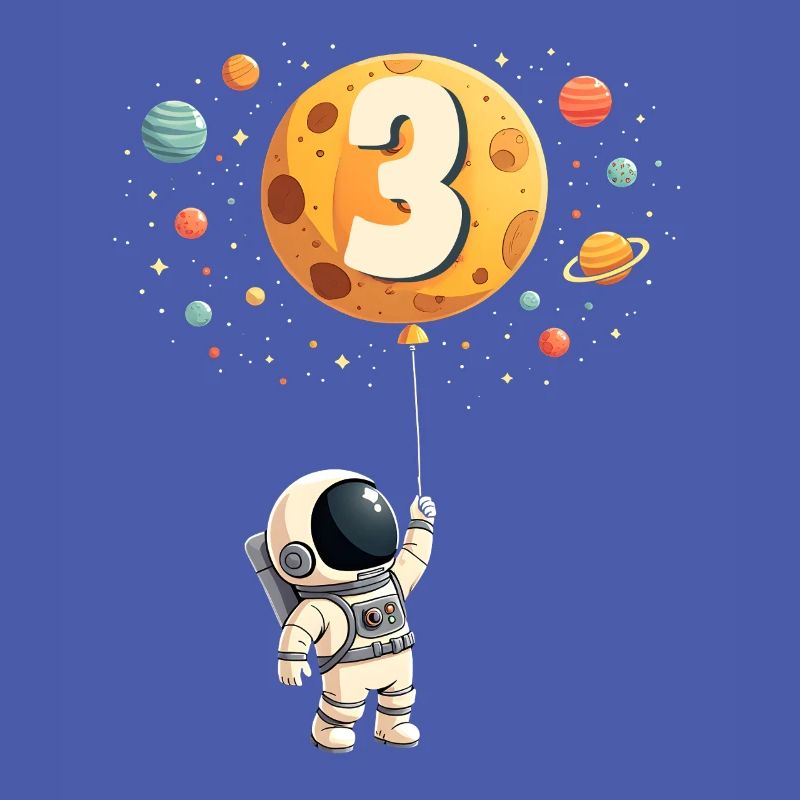 Cute Astronaut 3rd Birthday Boy Outer Space