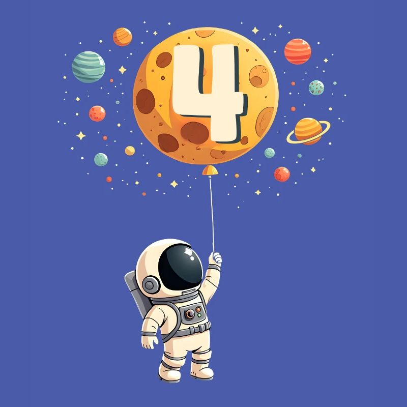 Cute Astronaut 4th Birthday Boy Outer Space