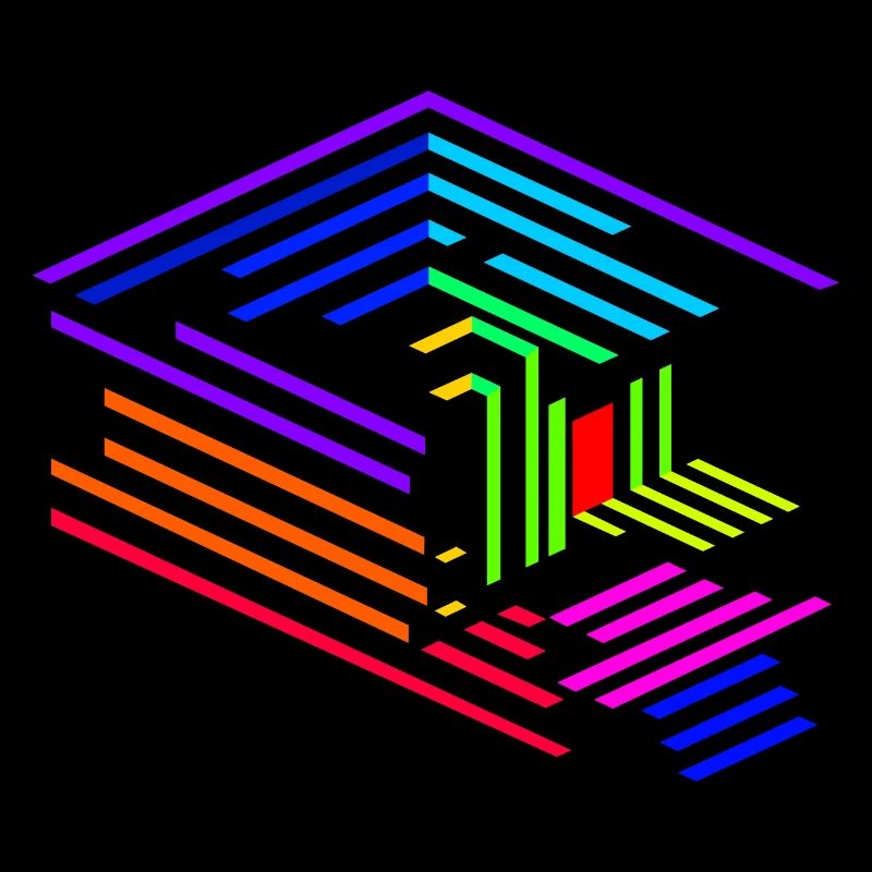 Liniengeometrie eines Objektes in Regenbogenfarben
