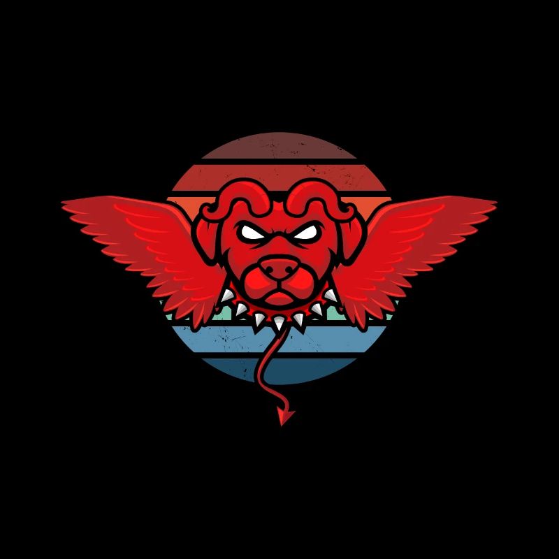 Cool devil dog in retro sun