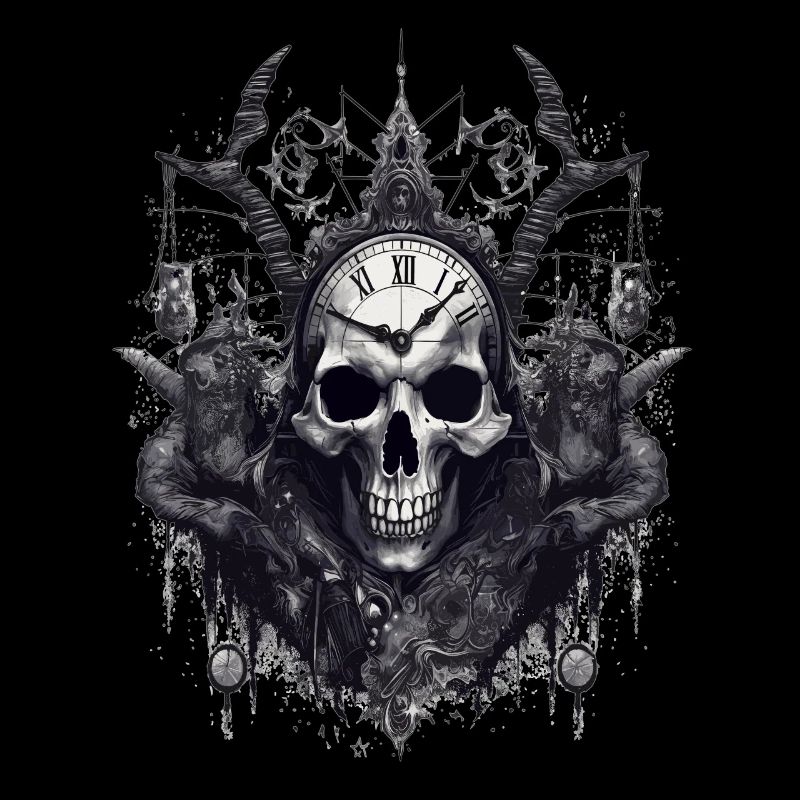 Gothic Witchcraft Ritual Dark Skull Clock Horror