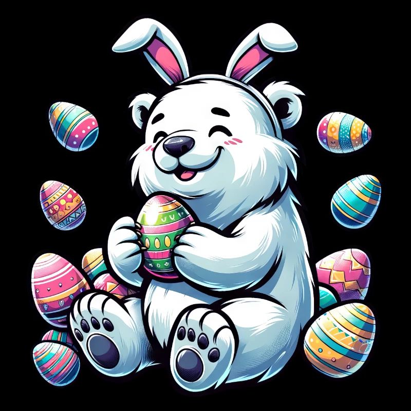 Cartoon Polar Bear Easter Egg Motif
