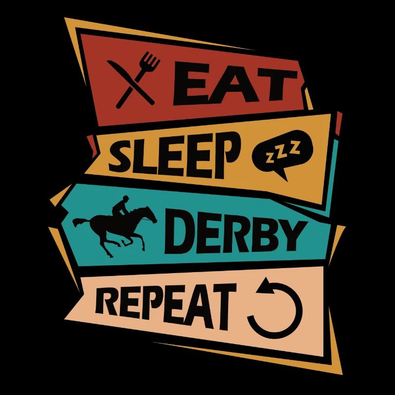 Manger Dormir Chevaux de course Répéter Cavalier Cheval