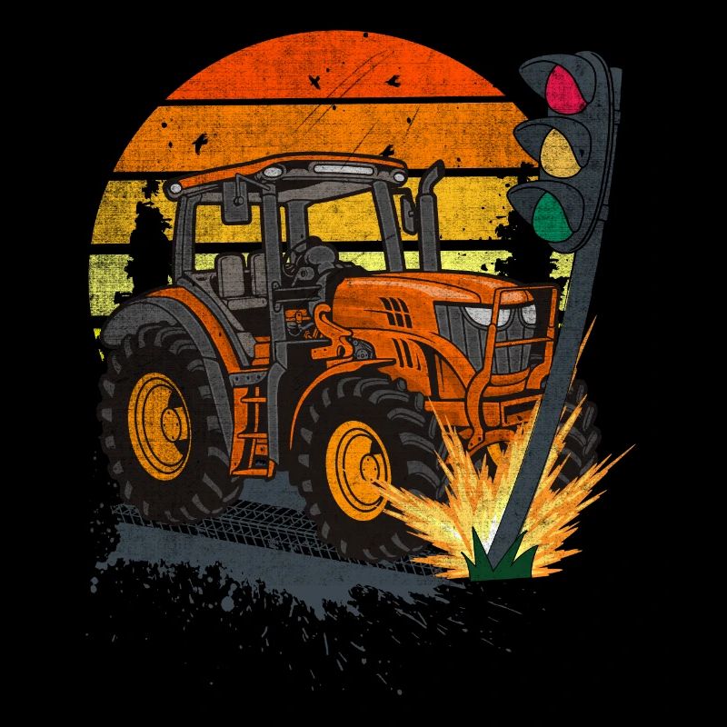 The traffic light has to go! Tractor rams traffic light