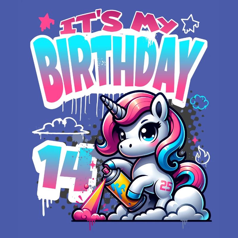 14. Geburtstag Einhorn Graffiti Mädchen