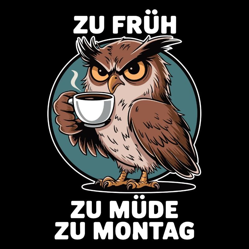 Zu Früh Zu Müde Zu Montag Eule Spruch Arbeit