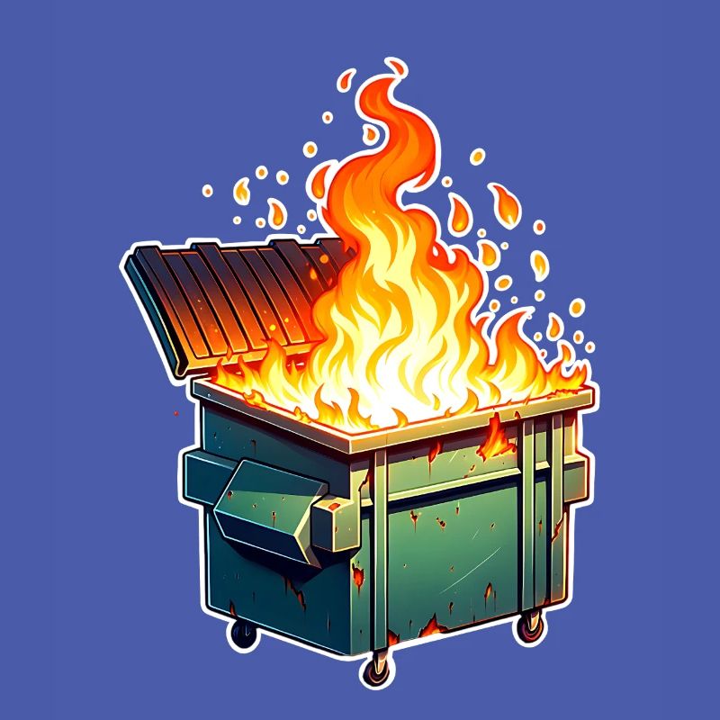 Burning garbage can