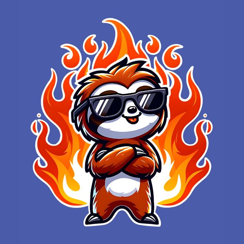 Sloth Cool Flames Fire