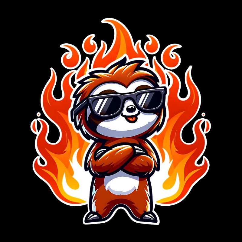 Sloth Cool Flames Fire