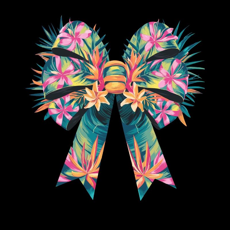 Tropical Floral Bow Exotic Elegance With