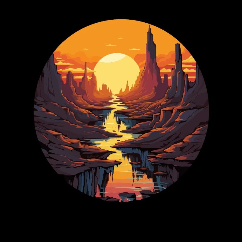 Coucher de soleil dans le canyon avec rivière et