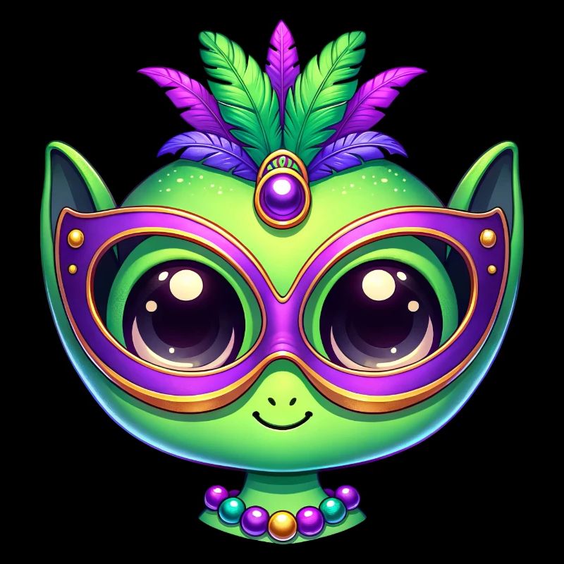 Mardi Gras Alien Head Comic Mask