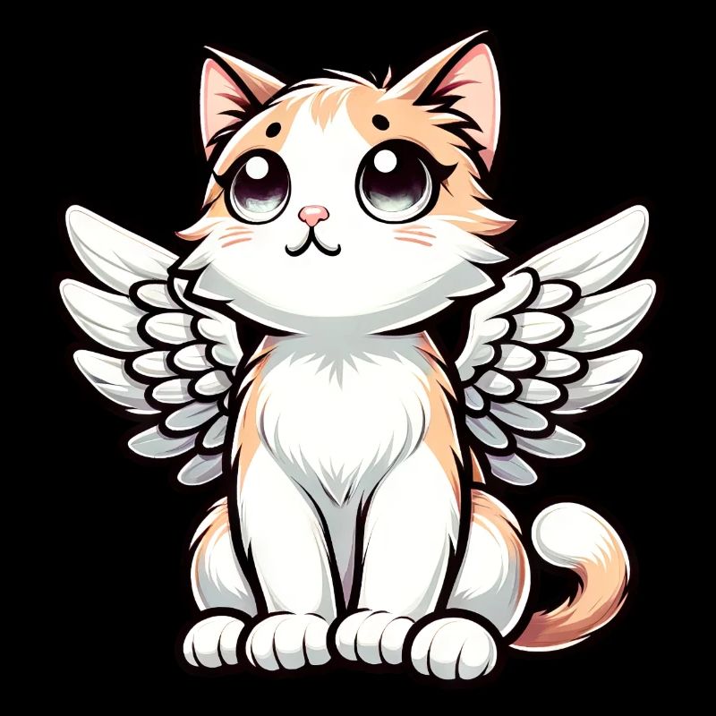 Dessin de bande dessinée ange chat mignon