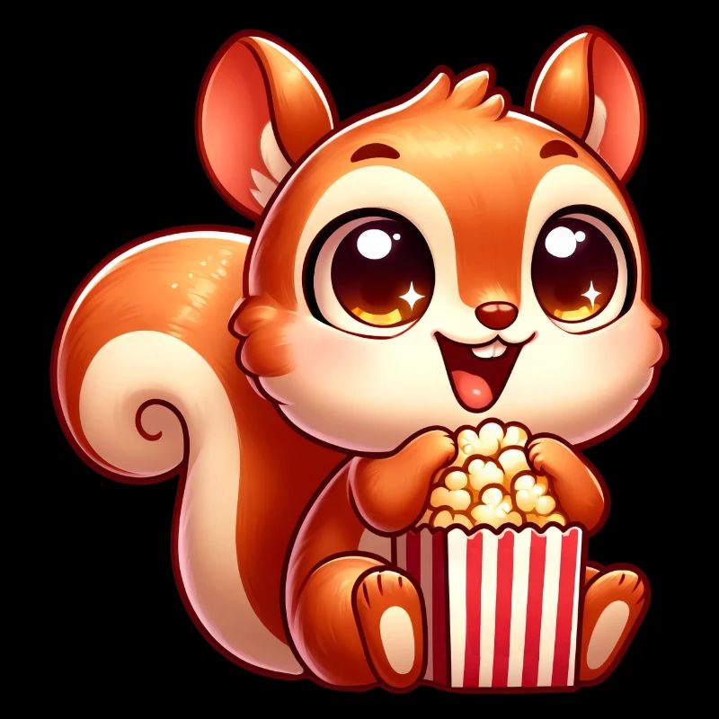 Süßes Eichhörnchen mit Popcorn Cartoon