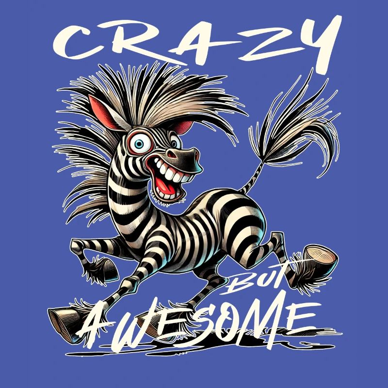 Crazy but Awesome Zebra Comic Style