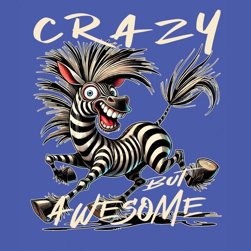 Crazy but Awesome Zebra Comic Style