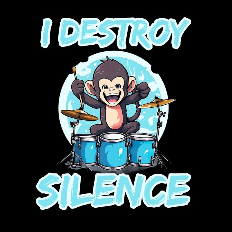 I Destroy Silence Affe Schlagzeug Trommeln