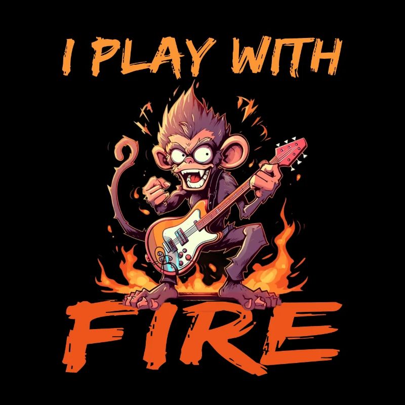 Affe Schimpanse Gitarre I play with Fire