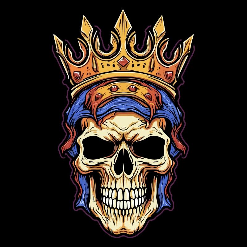 Colorful abstract skull with crown