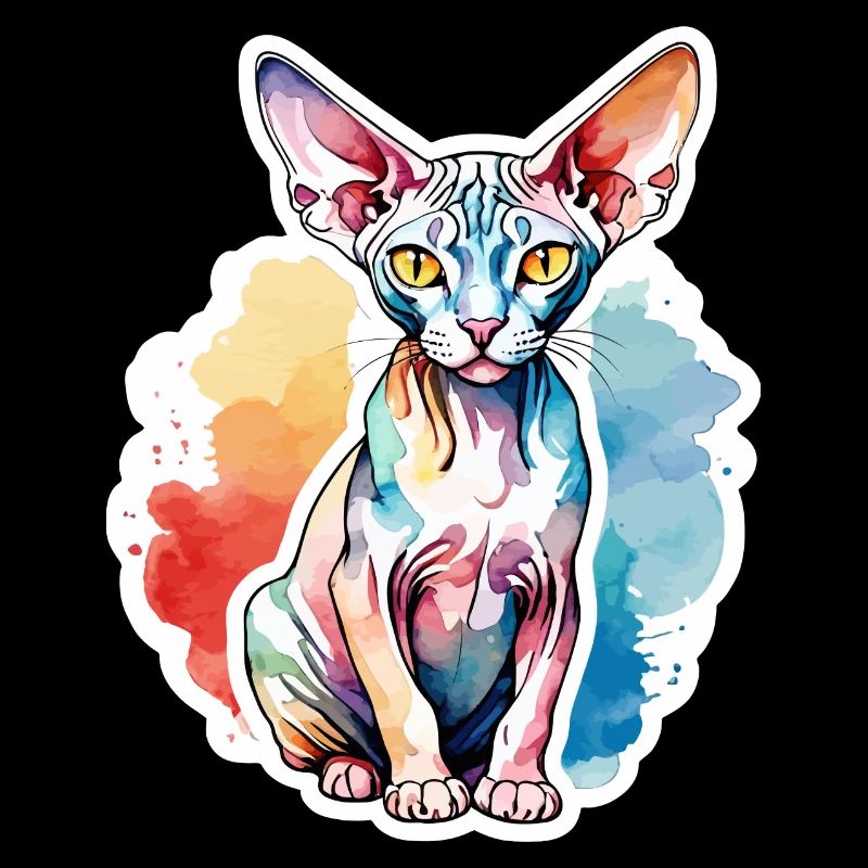 Sphynx Katze Wasserfarben