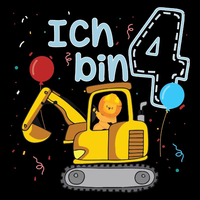 Kinder Geburtstag Geschenk Ich bin 4 - Bagger