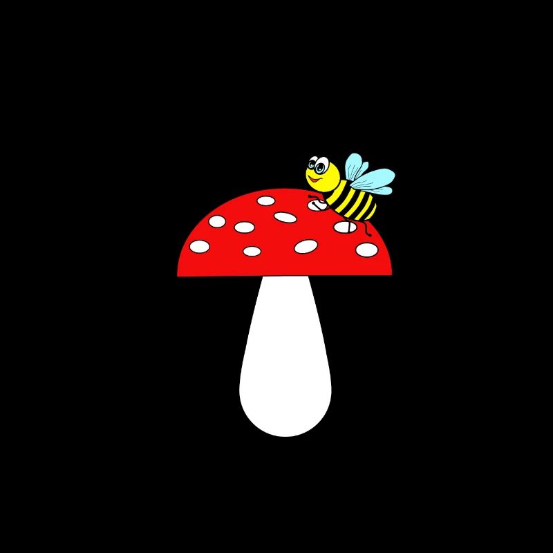 Bee on fly agaric