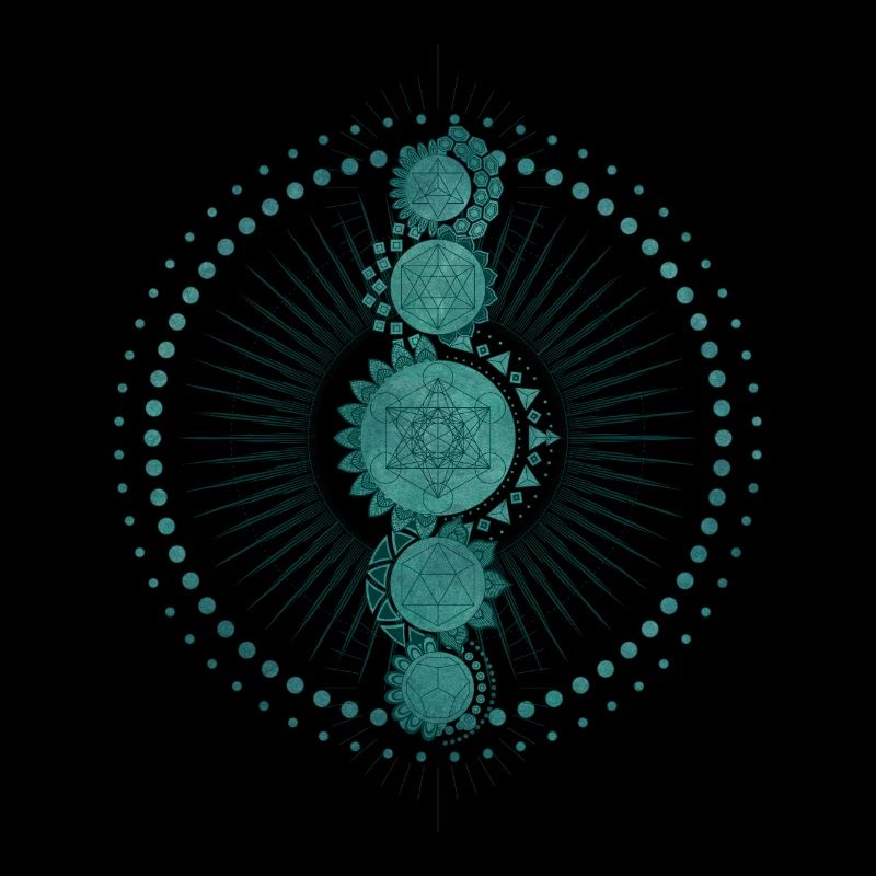 Sacred Geometry Metatron's Cube Teal Transcendence