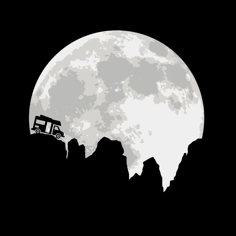 Camping Camping Caravan Motorhome Full Moon Moon