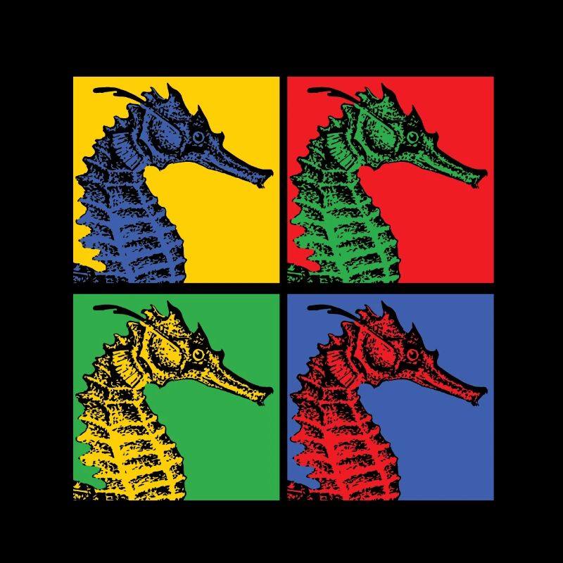 Hippocampe hippocampe poisson mer océan pop art