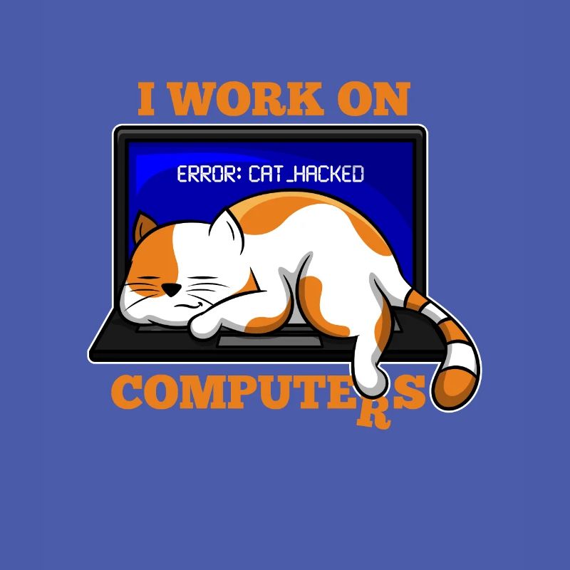 Cat and Computer hacking programmer gift