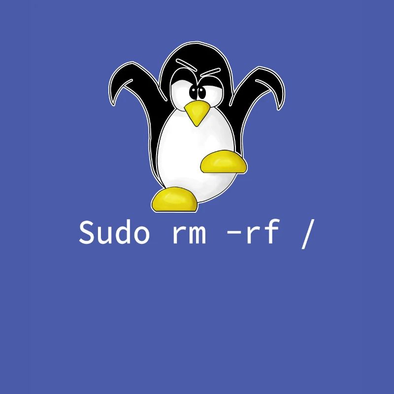 Tux Linux Pinguin Sudo Rm Rf | Computerfreak Hacke