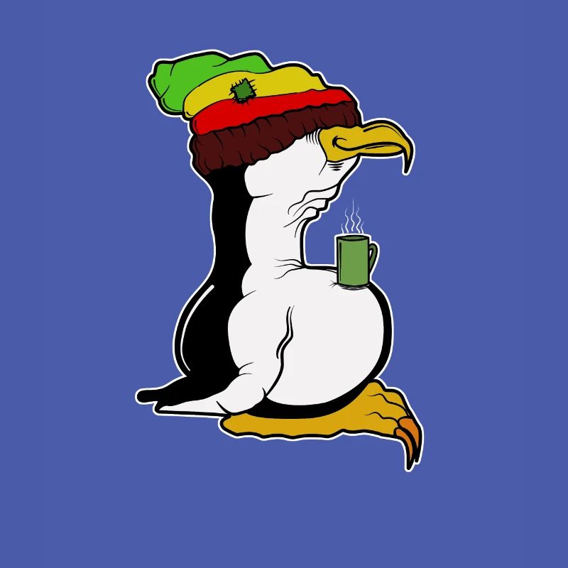 Tux Linux Pinguin Kaffeepause Computerfreak Rasta