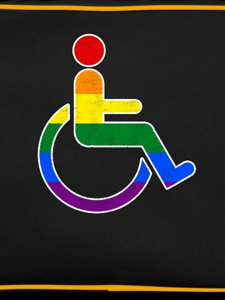 Sjove homoseksuelle kørestols regnbuetrøje