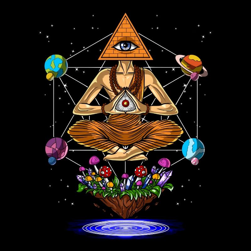 Psychedelische Illuminati-Pyramidenpilze
