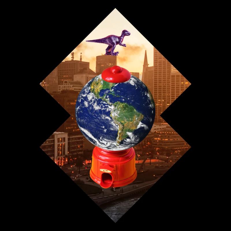 Collage Kunst Surreal Dinosaurier Geschenk Design