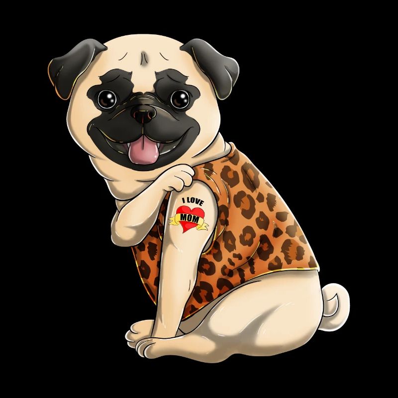 Mops Mutter Ich liebe Mutter Tattoo Muttertag Hundeliebhaber