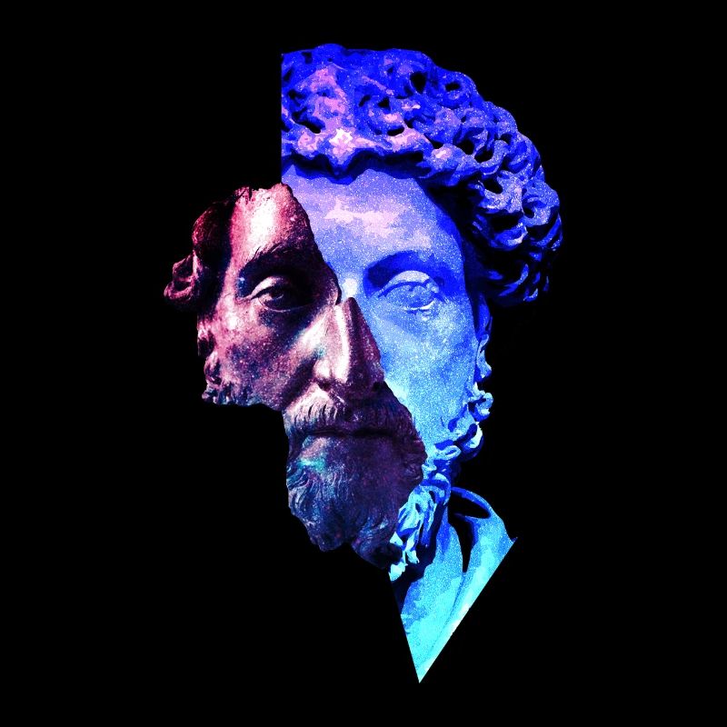 Stoïcisme Marc aurèle Univers violet Artwork
