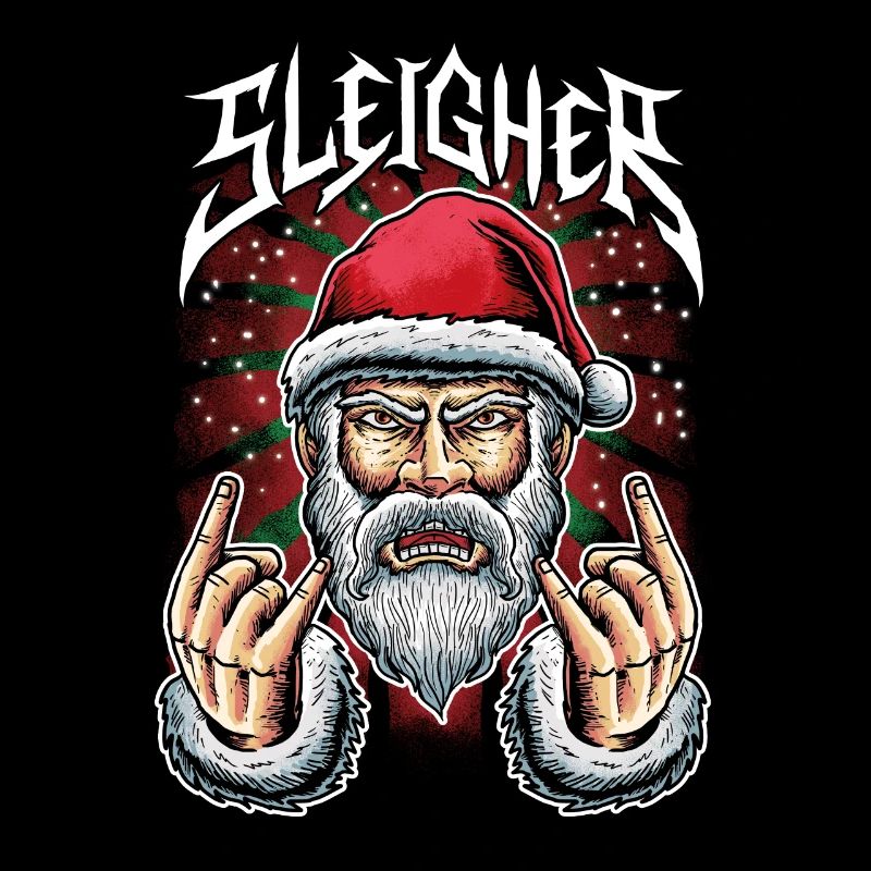 Rockender Weihnachtsmann Sleigher Weihnachtspulli