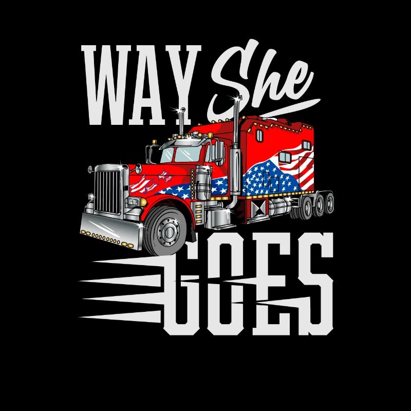 Way she goes. Camion avec le drapeau américain.