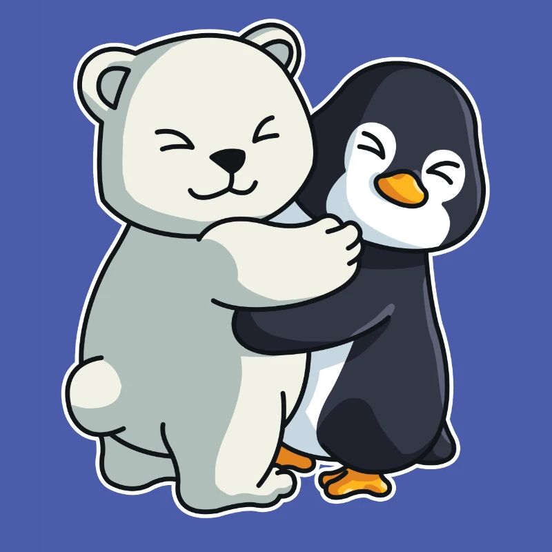Icebear and Penguin Hug Cuddle Animals