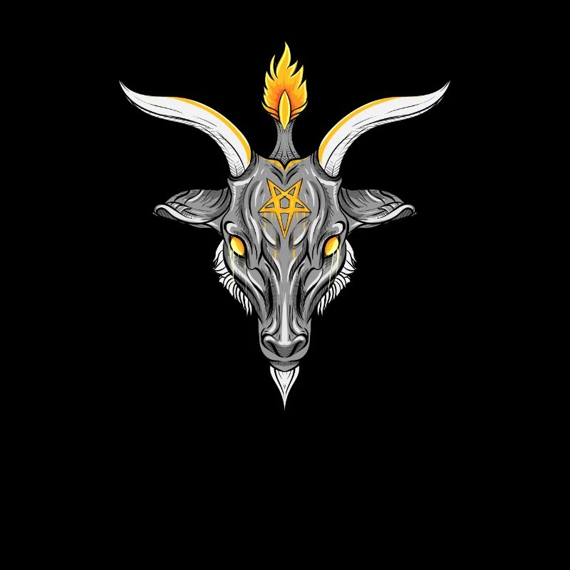 Baphomet I Hail Satan Goth Goat Head Satanic