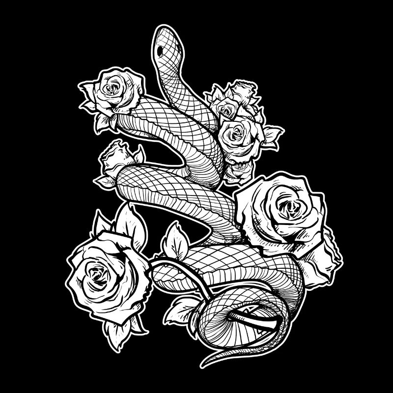 Gothic Snake With Roses Punk Gothic Occult