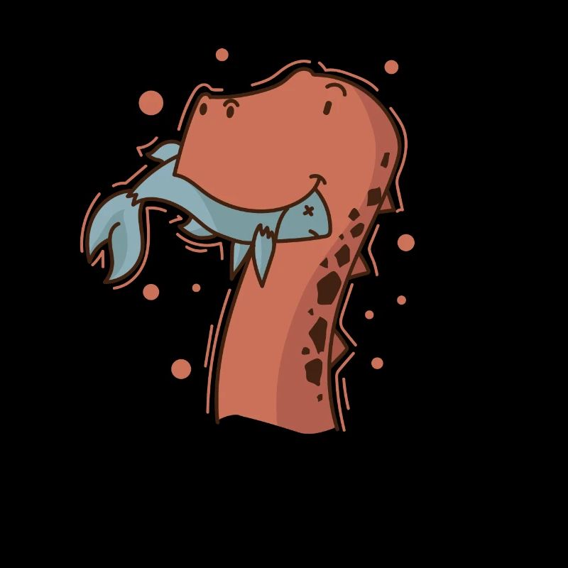 Dino eats a fish dinosaur reptile