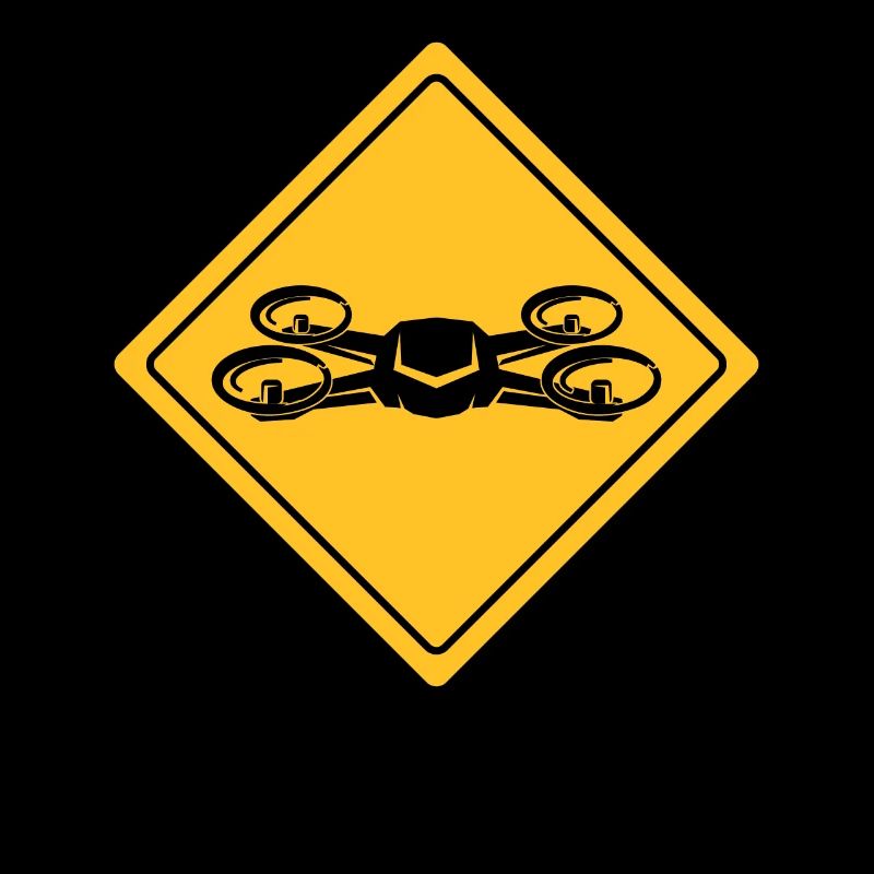 Drone with warning sign Drone flyer