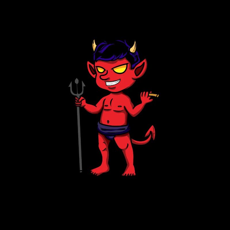 Devil Red Blue Hair Cigar Trident